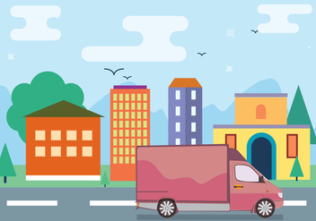 Moving Van On The Way Vector - Free vector #441733